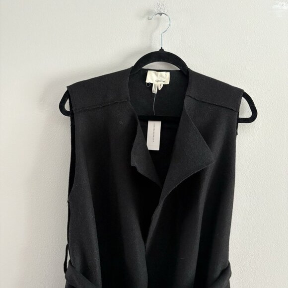 TheKorner Anthropologie One Size Black Wool Blend Belted Flora Longline Vest NWT - Picture 8 of 15